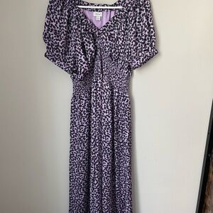 On 34th Purple Floral Midi Sundress with V-neck and Dolman Sleeves